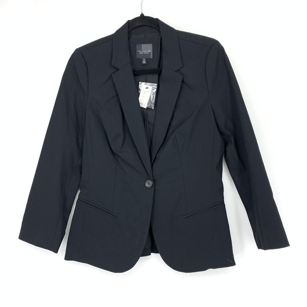 The Limited Single Button Blazer Jacket Womens Sz M Tall Black Exact Stretch NEW